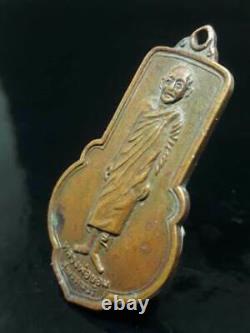 Vintage Lp Khom 2505 BE. Copper coin pendant Thai Buddha Amulet