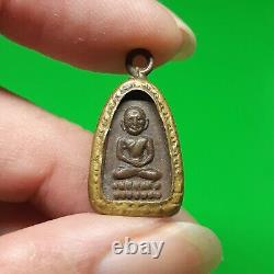 Vintage Lp Thuad And Nang Kwak 2508be Rare Mini Lucky Pendant Thai Buddha Amulet