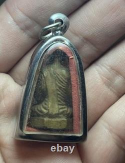 Vintage Luang Phor Derm Thai Buddha Amulet in Metal Case Buddhist Pendant