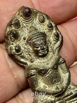 Vintage Phra Nak Prok No. 1 Kru Wat Phrasri Thai Amulet Buddha Rare Talisman K813