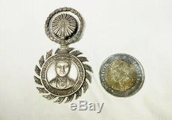 Vintage Silver King Chulalongkorn Amulet Buddha Medal Thai Rama V Birthday Siam
