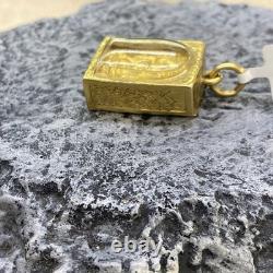 Vintage Thai 22kt buddha Temple Amulet Pendant Charm Square