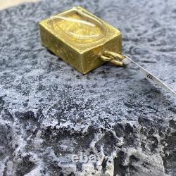 Vintage Thai 22kt buddha Temple Amulet Pendant Charm Square