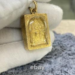 Vintage Thai 22kt buddha Temple Amulet Pendant Charm Square