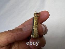 Vintage Thai Amulet Buddha Pendant Necklace 22K Solid Gold Frame Hindu