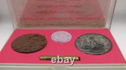 Vintage Thai Amulet Gift Set 2008 Jatukam 4 pcs Rahu Takrut Bullet Buddha Charm