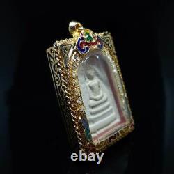 Vintage Thai Amulet Phra Somdej Lp Toh Wat RaKang Buddha Gold Micron Case