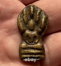Vintage Thai Bronze Phra Pidta Amulet Boran Style Buddha Pendant
