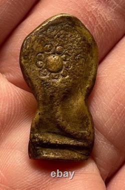 Vintage Thai Bronze Phra Pidta Amulet Boran Style Buddha Pendant