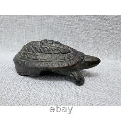 Vintage Thai Bronze Turtle Statue Buddha Yantra Script Talisman Figurine 4.5