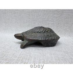 Vintage Thai Bronze Turtle Statue Buddha Yantra Script Talisman Figurine 4.5