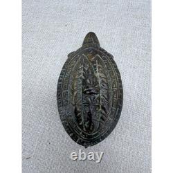 Vintage Thai Bronze Turtle Statue Buddha Yantra Script Talisman Figurine 4.5