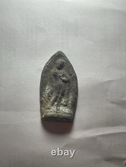Vintage Thai Buddha Leela Amulet Old Standing Buddha Stone Clay