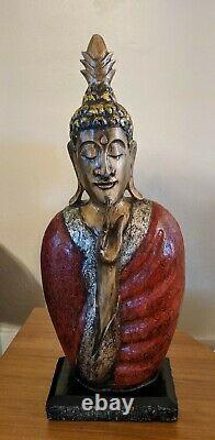 Vintage Thai Buddha Monk Bust Sculpture 25