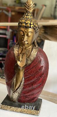 Vintage Thai Buddha Monk Bust Sculpture 25