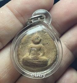 Vintage Thai Buddha Powder Amulet Teardrop Shape Pendant Cased Unidentified