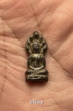 Vintage Thai Naga Buddha Amulet Phra Nakprok Small Metal Pendant