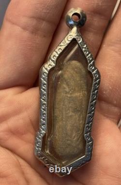 Vintage Thai Standing Buddha Lila Amulet Clay Powder Buddhist Pendant