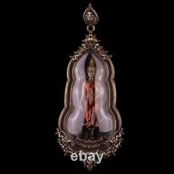 Walking Buddha Leela Attitude Thai Amulet Pendant Bronze Gorgeous Casing