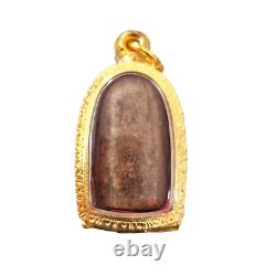 Wealthy Rich Trade Thai Amulet Pra Rod Lamphun Buddha Pendant Gold Micron Case